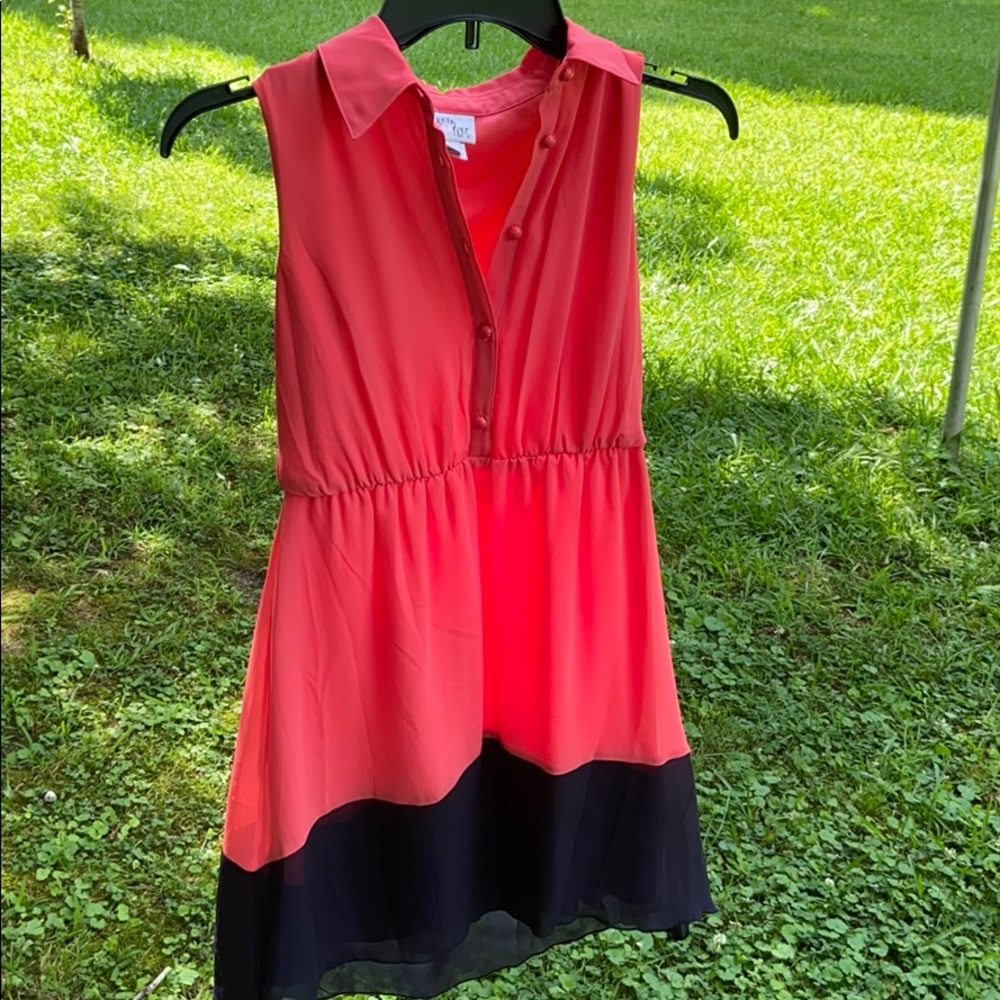 Pink and Navy Hi-Lo Dress